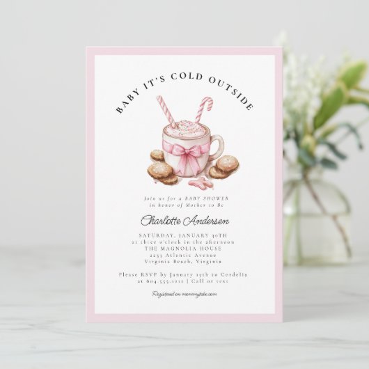 Baby It's Cold Outside Coquette Baby Shower Kaart (Staand voorkant)