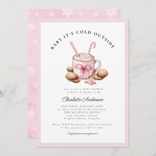 Baby It's Cold Outside Coquette Baby Shower Kaart (Voorkant / Achterkant)