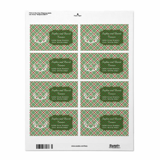 Baby it's Cold Outside Groen Geruite Vakantie Etiket (Full Sheet)