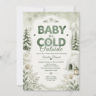 Baby It's Cold Outside Groene Winter Baby Shower Kaart