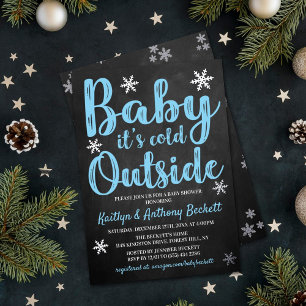 Baby It's Cold Outside Jongens Winter Baby Borrel Folie Uitnodiging