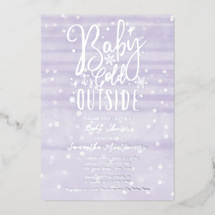 Baby It's Cold Outside Lavendel Baby Shower Folie Uitnodiging