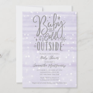 Baby It's Cold Outside Lavender Babyfeest Kaart