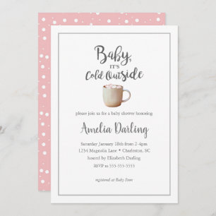 Baby It's Cold Outside Pink Baby shower Invitation