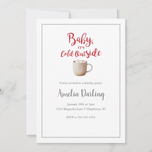 Baby it's Cold Outside Rode Gecheckte Uitnodiging (Voorkant)