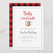 Baby it's Cold Outside Rode Gecheckte Uitnodiging (Voorkant / Achterkant)