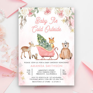 Baby It's Cold Outside Roze slee baby shower Kaart