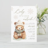Baby it's Cold Outside Sage Baby shower Invitation (Debout devant)