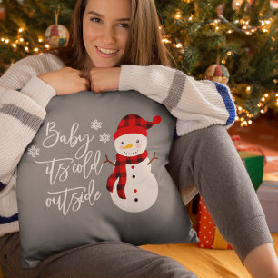 Baby It's Cold Outside Sneeuwpop Kerstmis Kussen
