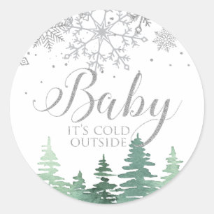 Baby It's Cold Outside sneeuwvlokken en bomen Ronde Sticker