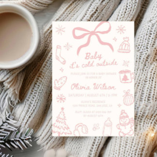 Baby It's Cold Outside Winter Baby Shower Feestje Kaart