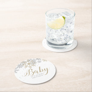 Baby It's Cold Outside Winter Baby Shower Ronde Kartonnen Onderzetter