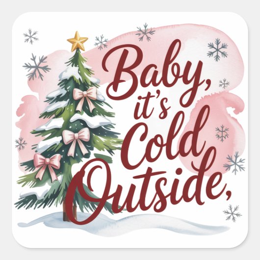 Baby, It's Cold Outside Winter Baby Shower Vierkante Sticker (Voorkant)