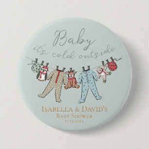 Baby It's Cold Outside Winter Babyshower Speld Ronde Button 7,6 Cm