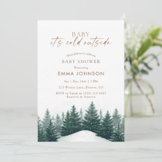 Baby It's Cold Outside Winter Forest Baby Shower Kaart