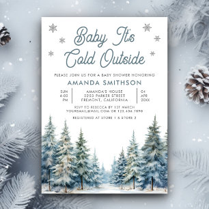 Baby It's Cold Outside Winter Forest Baby Shower Kaart
