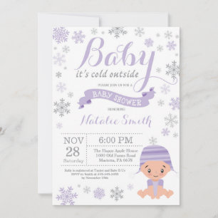 Baby It's Cold Outside Winter Girl Baby Shower Kaart