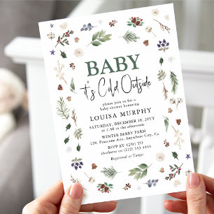 Baby It's Cold Outside Winter Loofwerk Babyshower Kaart