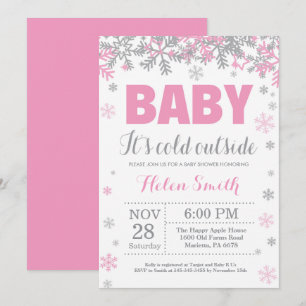 Baby it's Cold Outside Winter Meisje Baby Shower Kaart