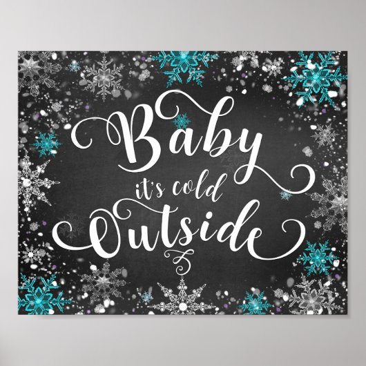 Baby it's Cold Outside Winter Sneeuwvlok Tafelkaar Poster (Voorkant)
