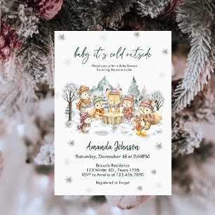 Baby It's Cold Outside Winterdieren Baby Shower Kaart