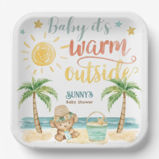 Baby It's Warm Outside Beach Baby Shower Papieren Bordje