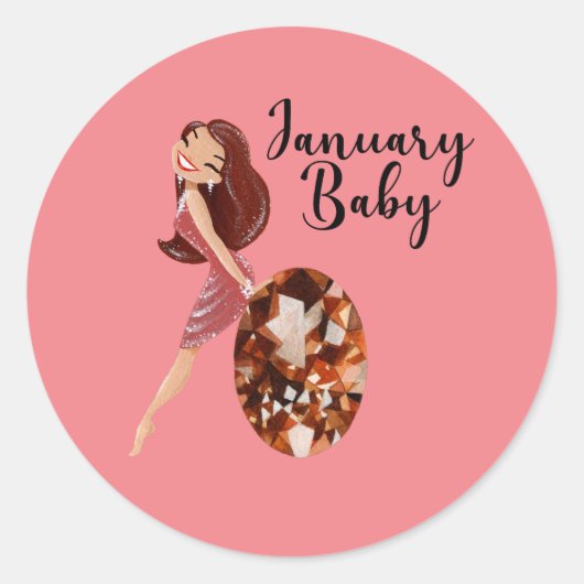 Baby januari ronde sticker (Voorkant)