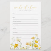 Baby Jaune En Fleur Fleur sauvage Carte conseil bé (Devant)