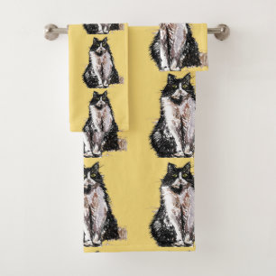 Baby Jaune Tuxedo Noir Chat Chats Filles Serviette