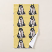Baby Jaune Tuxedo Noir Chat Chats Filles Serviette (Serviette à main)