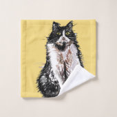 Baby Jaune Tuxedo Noir Chat Chats Filles Serviette (Gant de toilette)