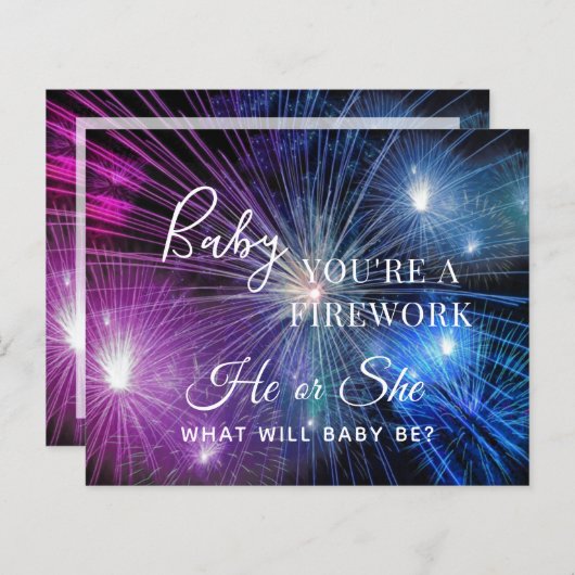 Baby je bent een vuurwerk blauw roze sekse openbar (Voorkant / Achterkant)