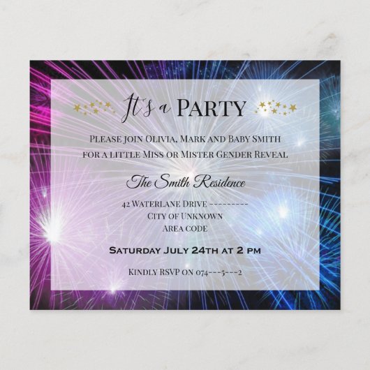 Baby je bent een vuurwerk blauw roze sekse openbar (Achterkant)