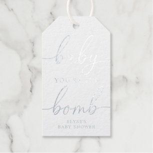 Baby Je bent het Bomb Silver Foil Favor Gift Label