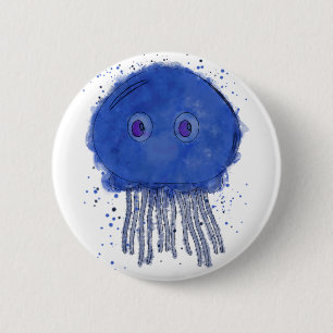 Baby Jellyfish Waterverf Ronde Button 5,7 Cm