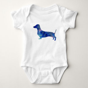 Baby Jersey Bodysuit, White Dachshund Dog Romper