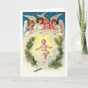 Baby Jesus & Angels Kerst Kaart