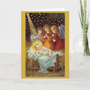 Baby Jesus & Angels Kerst Kaart