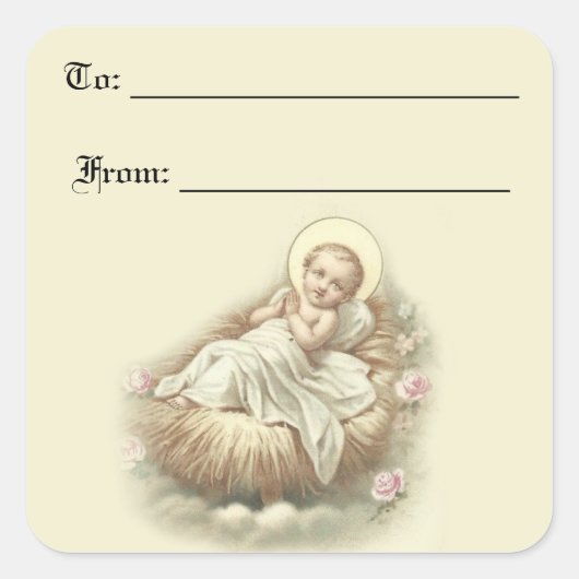 Baby Jesus Christmas Gift Label (Voorkant)