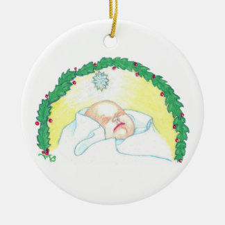 Baby Jesus Enwreathed Keramisch Ornament