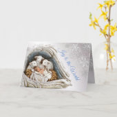 Baby Jesus in de Manager Religieuze Kerst Kaart (Gele Bloem)