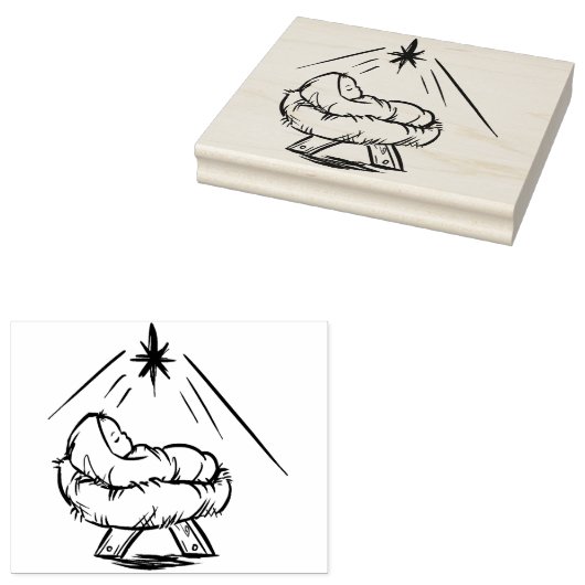 Baby Jesus in een kribbe patroon kunststempel Rubberstempel (Gestempeld)