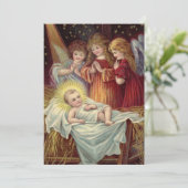 Baby Jesus in Manger Kerst Kaart (Staand voorkant)