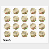 Baby Jesus in Manger Kerst Zegeningen Bloemen Ronde Sticker (Vel)
