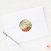 Baby Jesus in Manger Kerst Zegeningen Bloemen Ronde Sticker (Envelop)