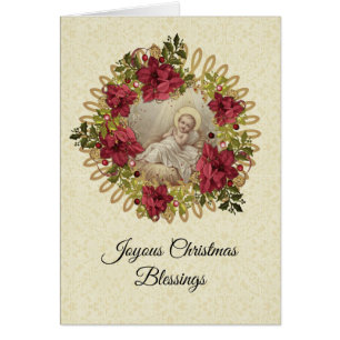 Baby Jesus in Manger Noël Floral Wreath