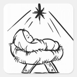 Baby Jesus in Manger Vierkante Sticker