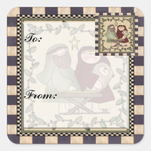 Baby Jesus Kerstcadeau Label Sticker