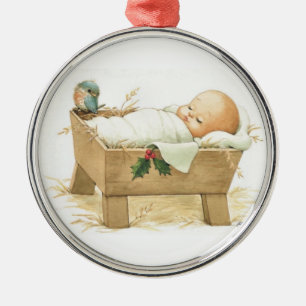 Baby Jesus Kerstversiering Metalen Ornament