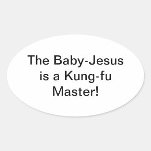 Baby-Jesus Kung-fu Hankamer Artjunkhaus Stripkunst Ovale Sticker